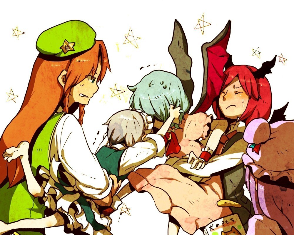 Characters in a chaotic group hug