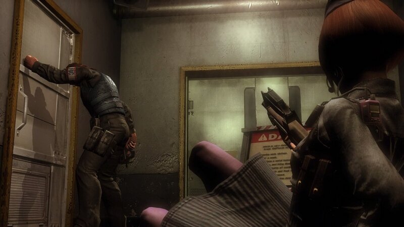 Characters in a dimly lit corridor