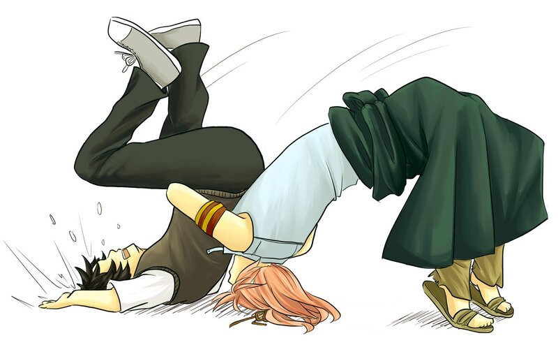 Characters in a dynamic fall