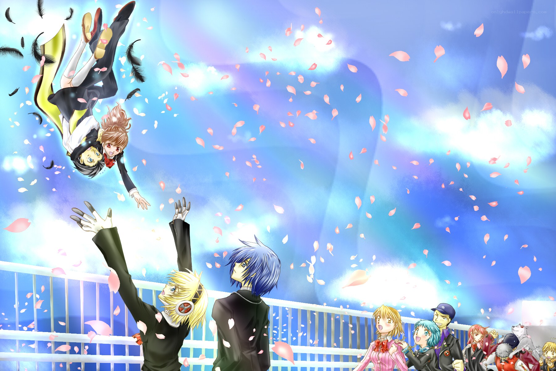 Characters in a falling scene