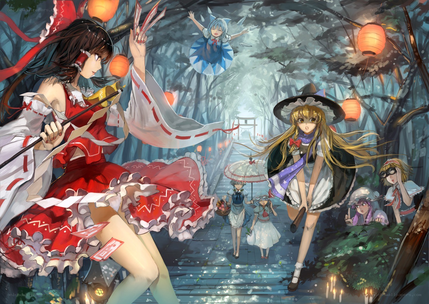 Characters in a forest path