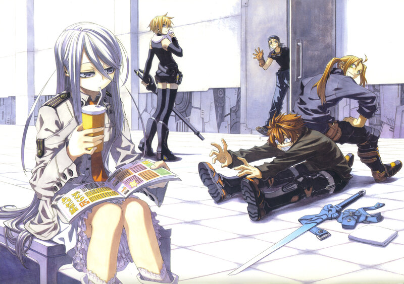 Characters in a futuristic setting