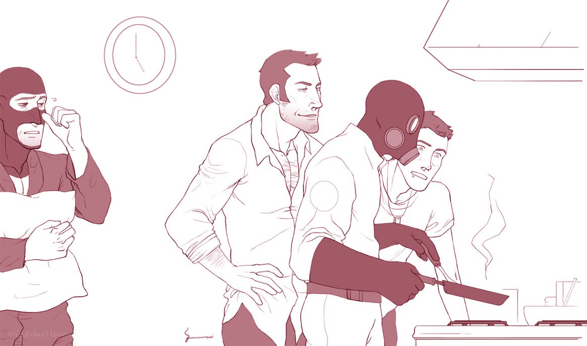 characters in a kitchen scene