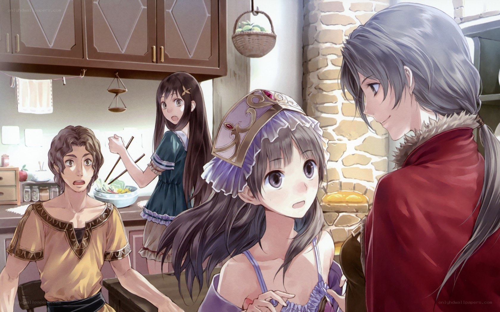 Characters in a kitchen scene