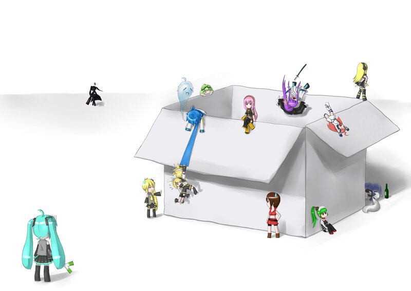 Characters in a large box