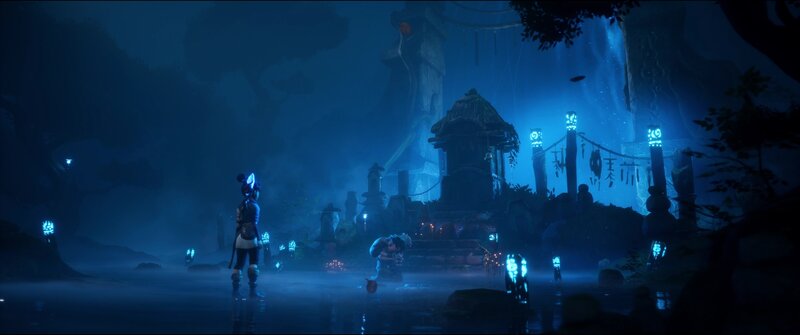 Characters in a Misty Temple