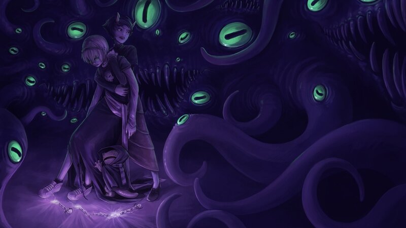 Characters in a monster's lair