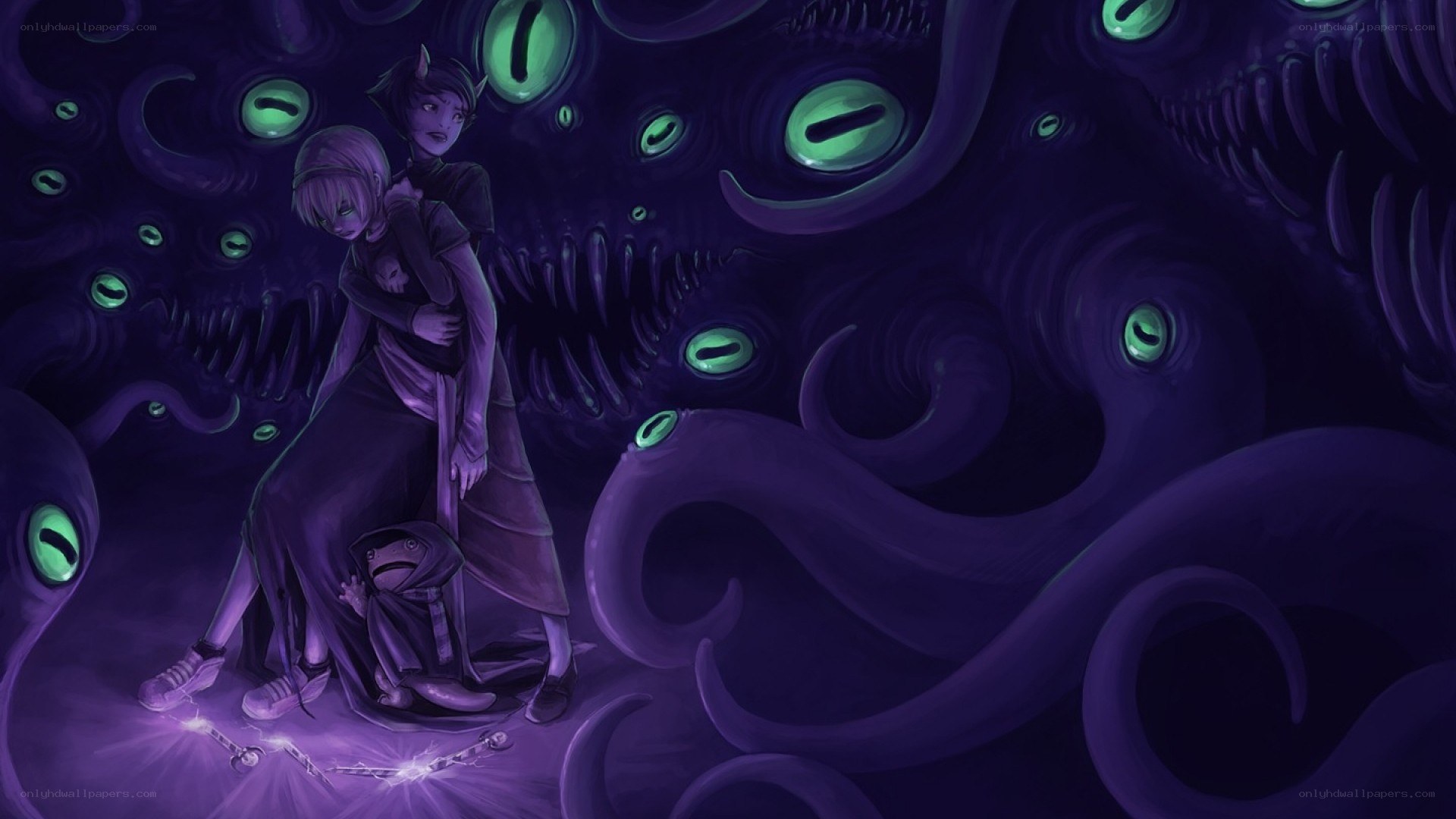 Characters in a monster's lair