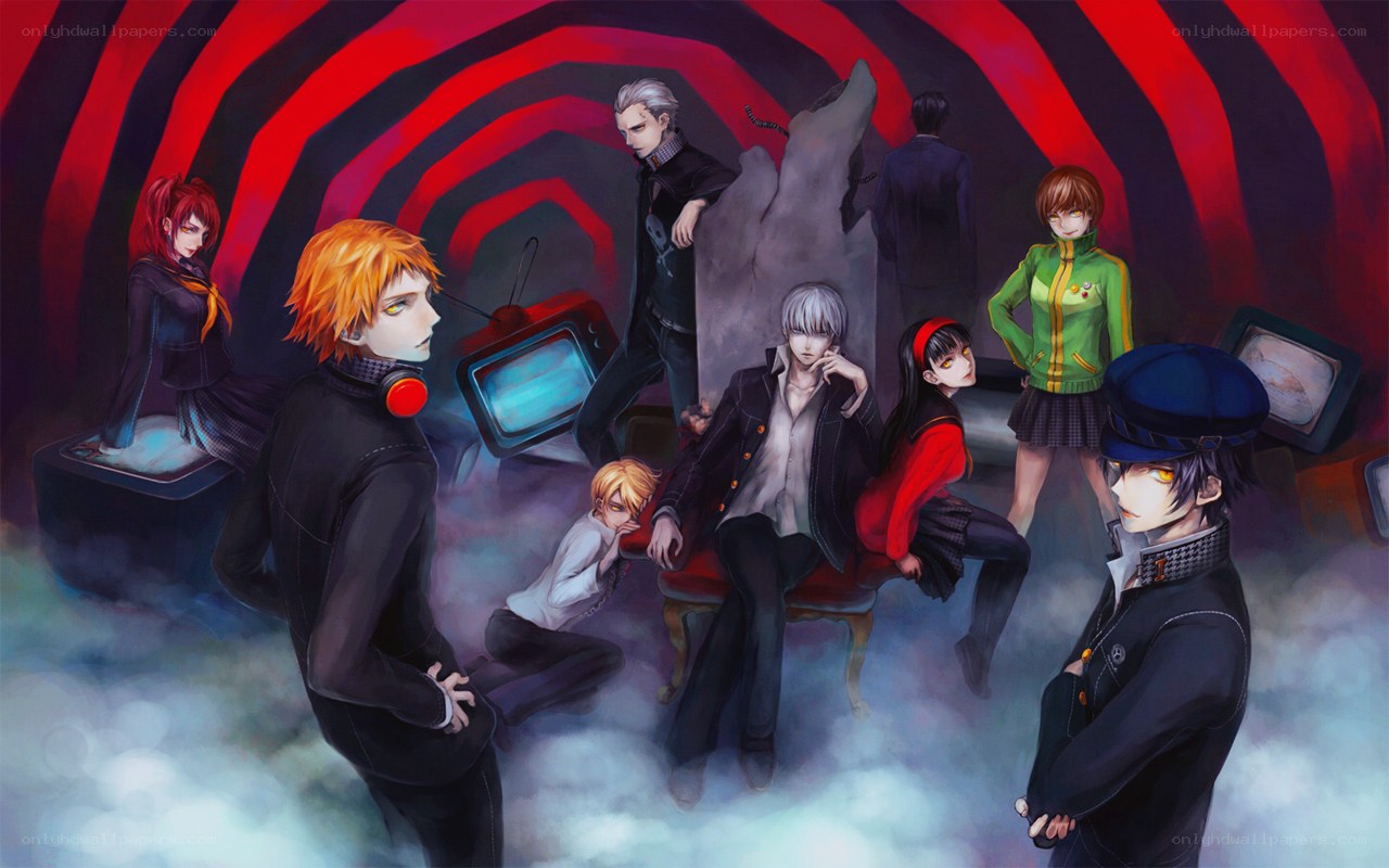 Characters in a red tunnel
