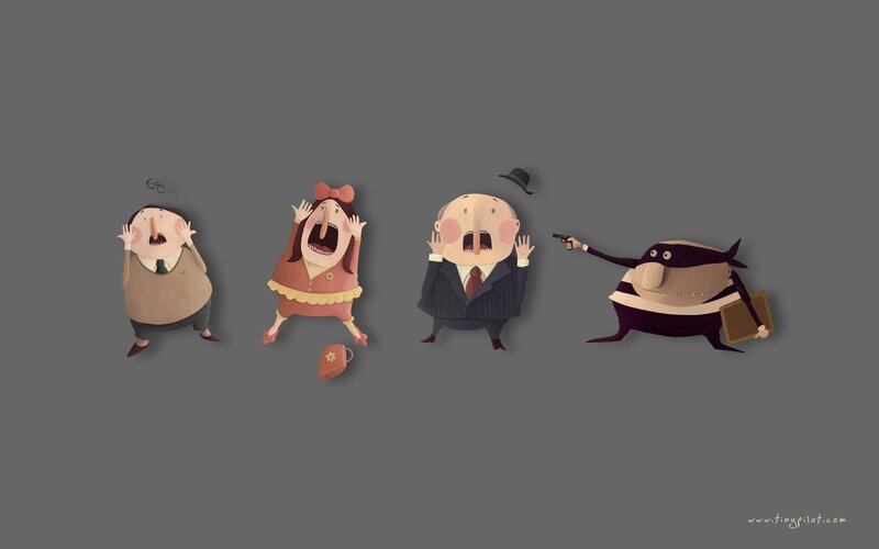 Characters in a robbery scene