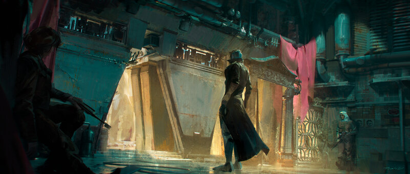 Characters in a Sci-fi Corridor — Blue