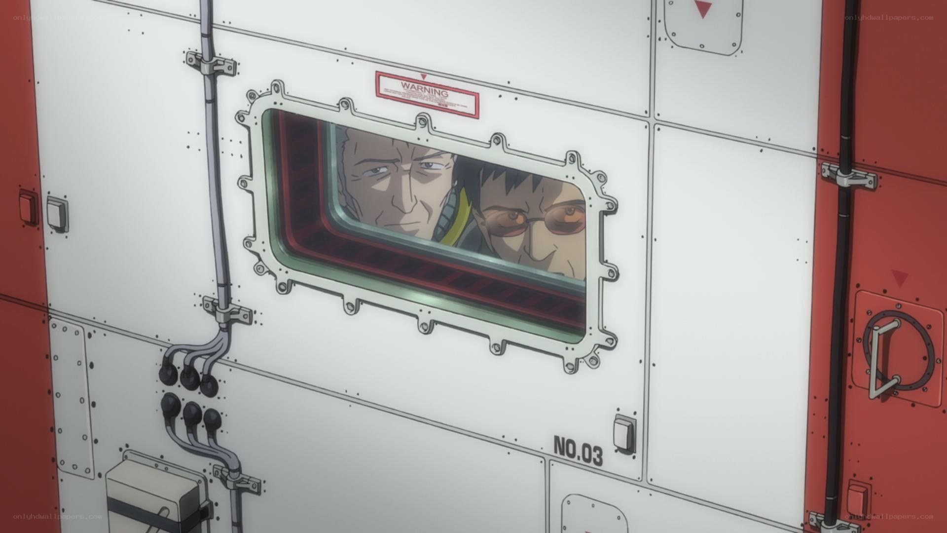 Characters in a spaceship window