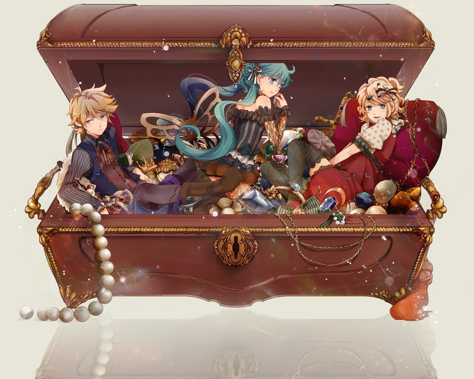 Characters in a treasure chest
