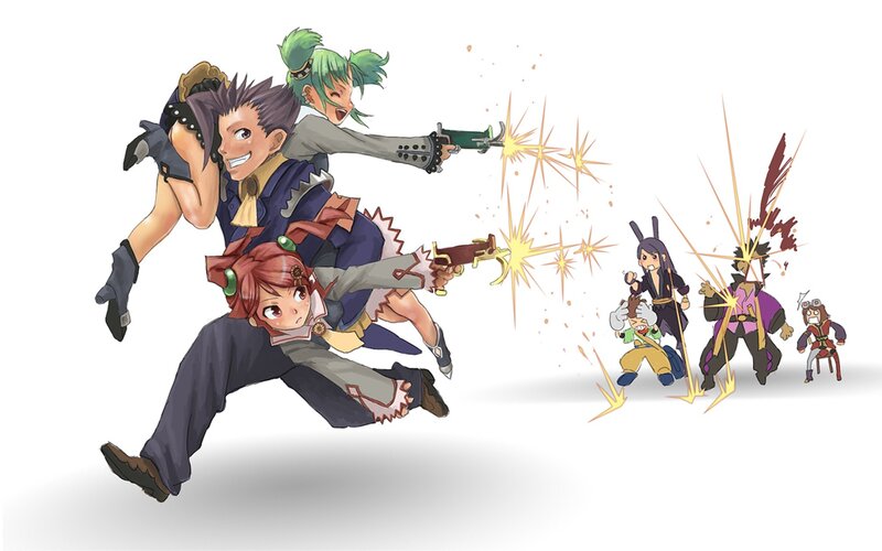 Characters in action pose