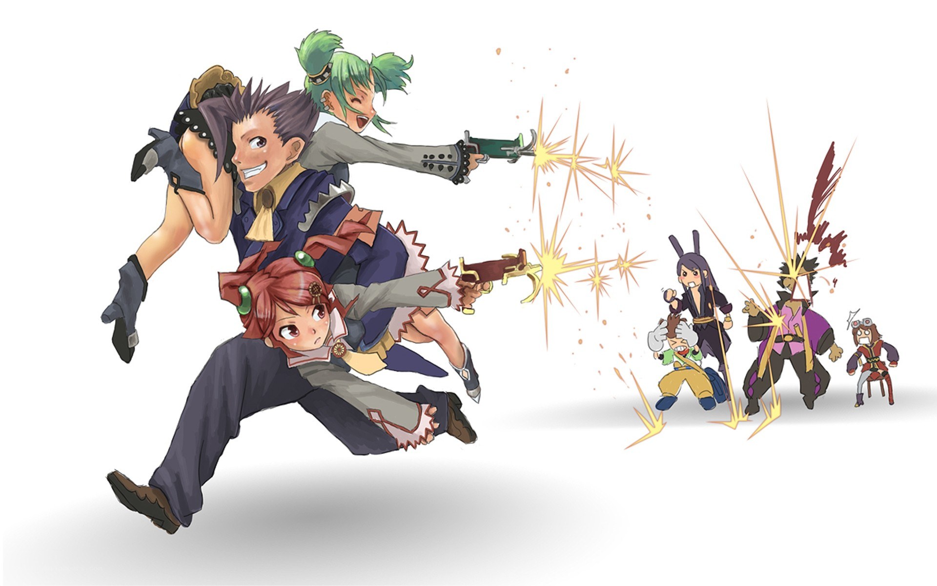 Characters in action pose