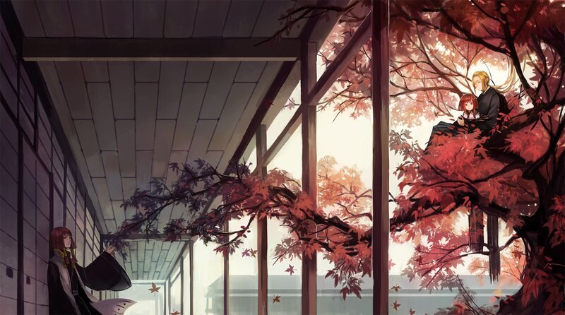 Characters in Autumn Tree