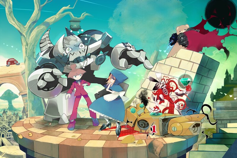 Characters in Battle — Blue, Chaotic, Afternoon