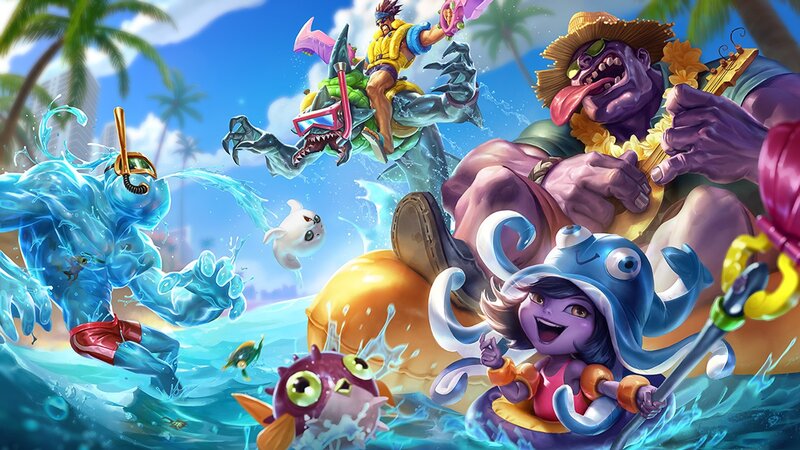 Characters in Beach Scene — Blue