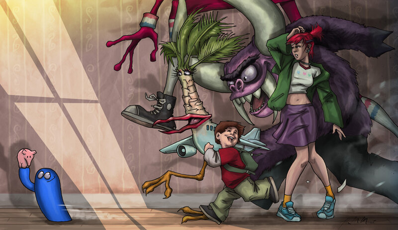 Characters in chaotic scene