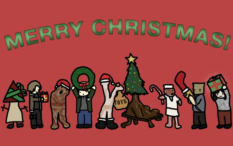 Characters in Christmas Scene