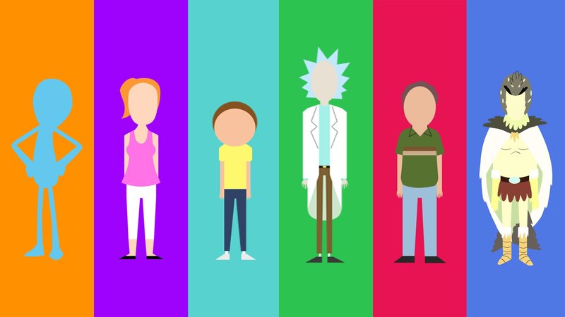 Characters in Colorful Panels
