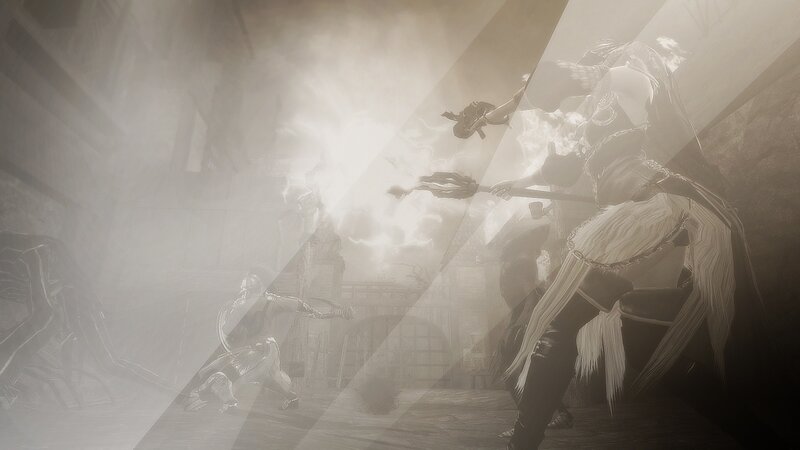 Characters in Combat — Gray, Dramatic, Digital Art, Magic