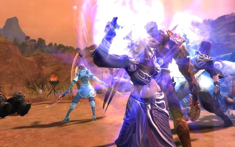 Characters in Combat — Purple, Dramatic, Sunset