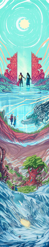 Characters in Fantasy Landscape — Cyan