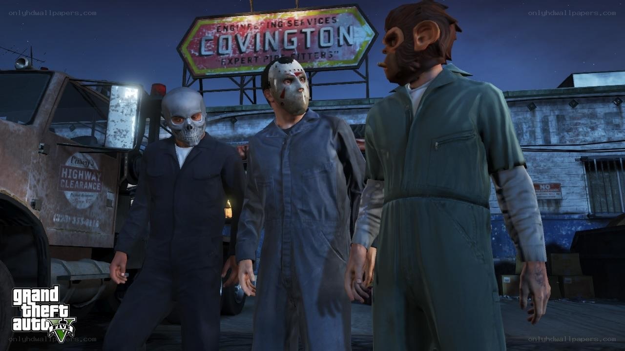 characters in masks at night