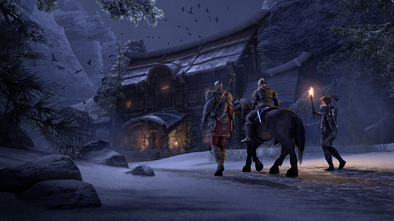 Characters in Snowy Landscape — Blue, Dark, Cold