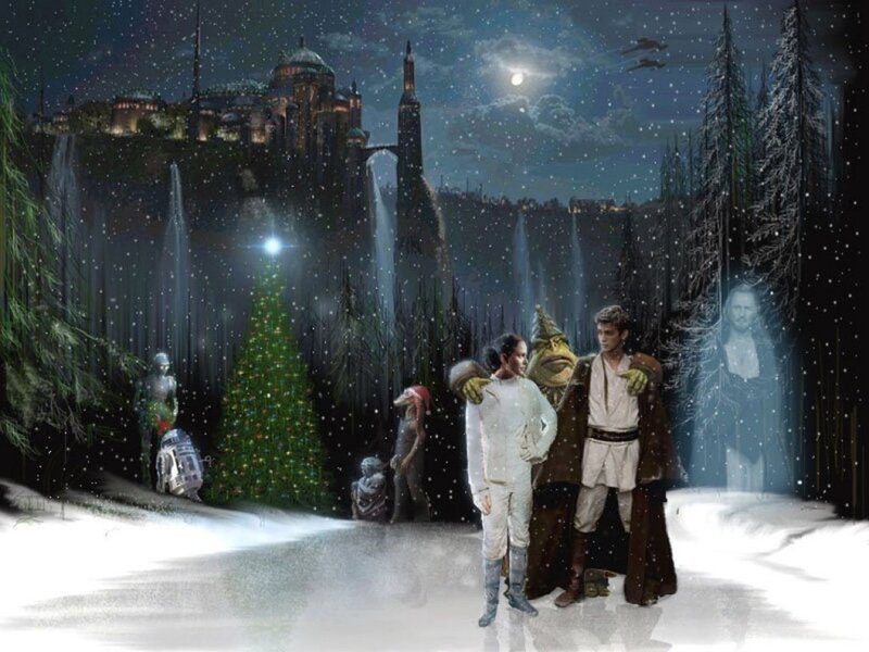 Characters in Snowy Landscape — White