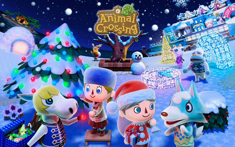 Characters in Winter Scene — Blue, Festive