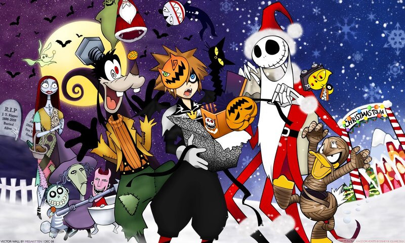 Characters in Winter Scene — Purple, Festive, Digital Art