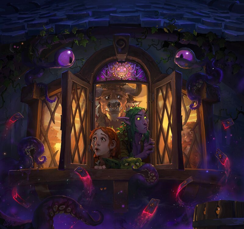 Characters Looking Out Window
