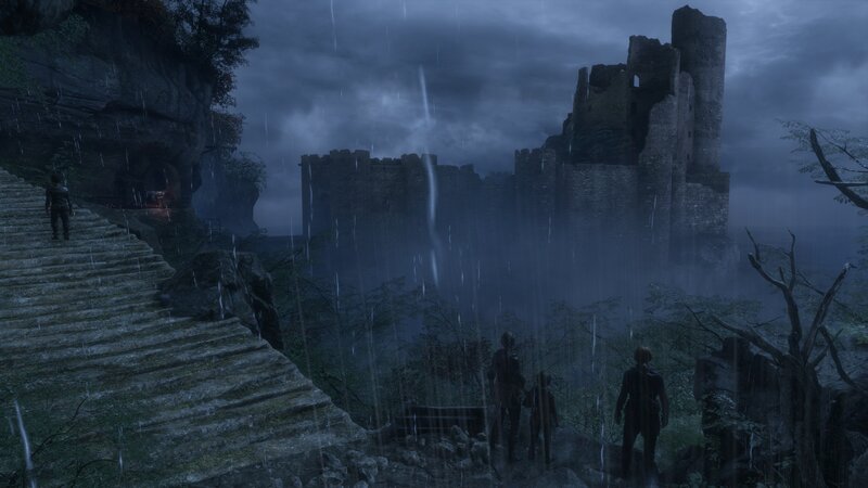 Characters Near Castle Ruins