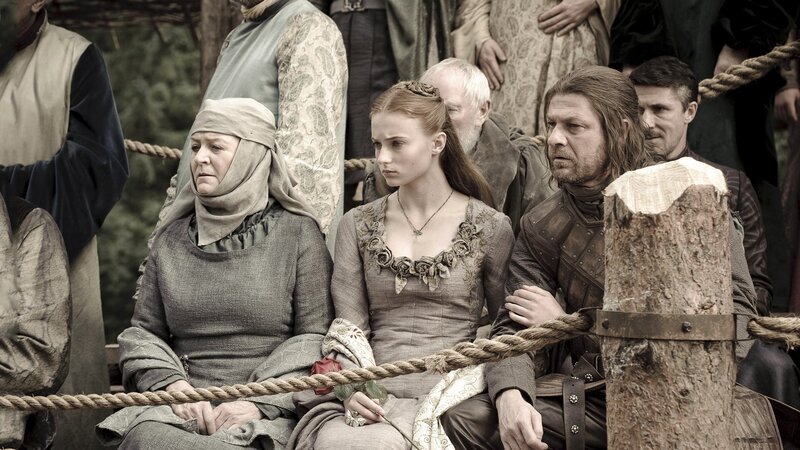 Characters on a cart in Game of Thrones