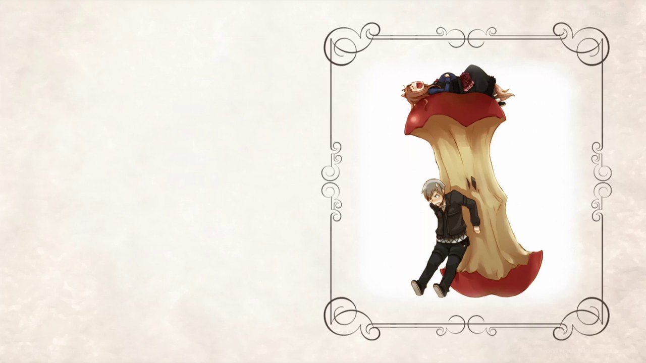 Characters on a giant apple core