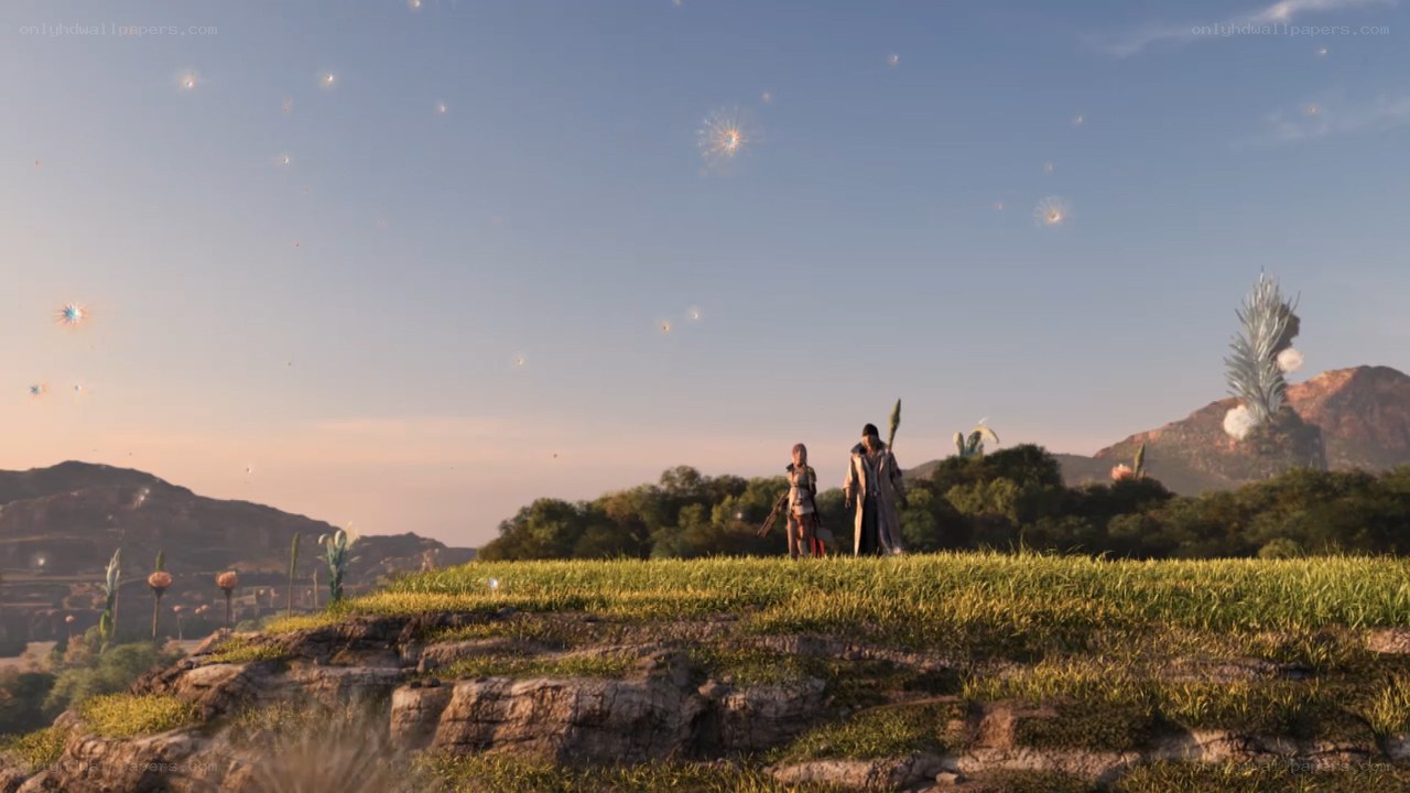characters on a grassy hill