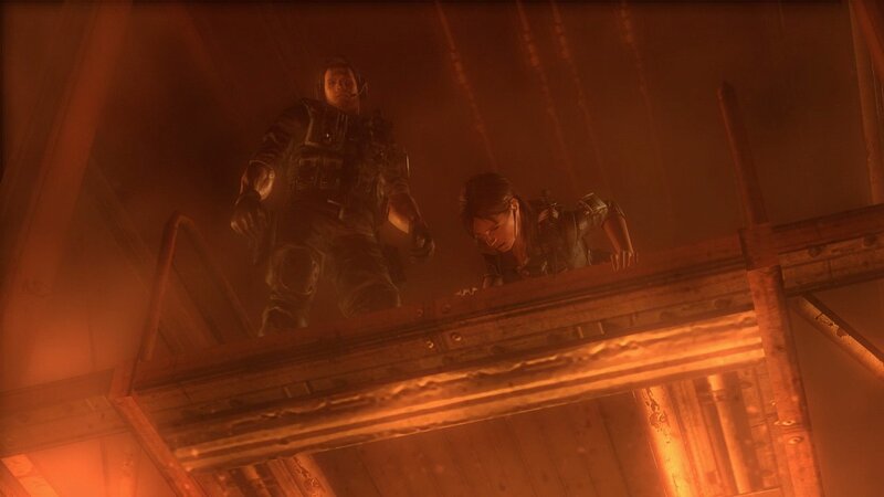 Characters on a metal platform