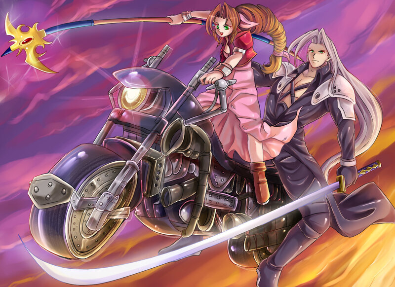 Characters on a motorcycle