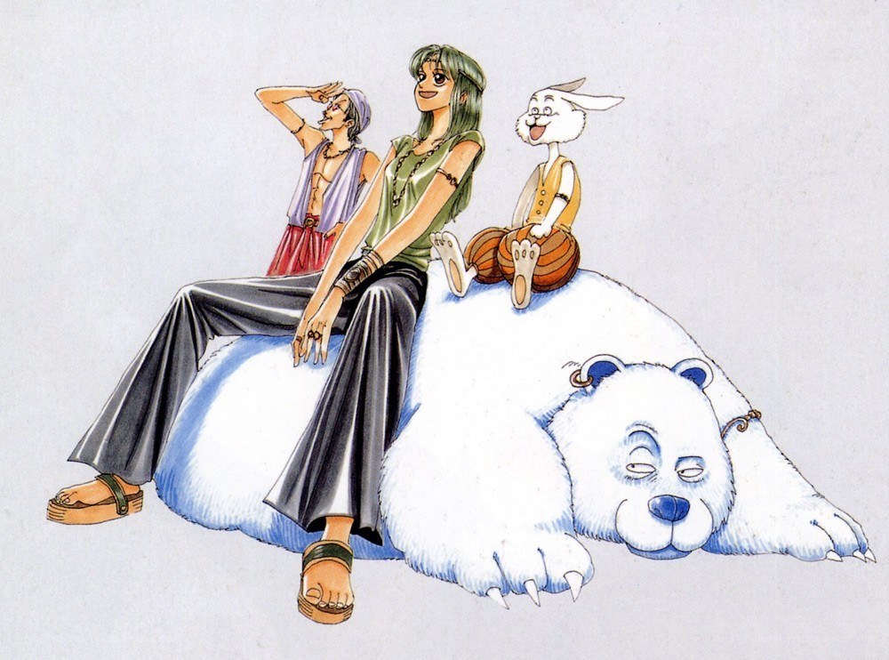 Characters on a sleeping polar bear
