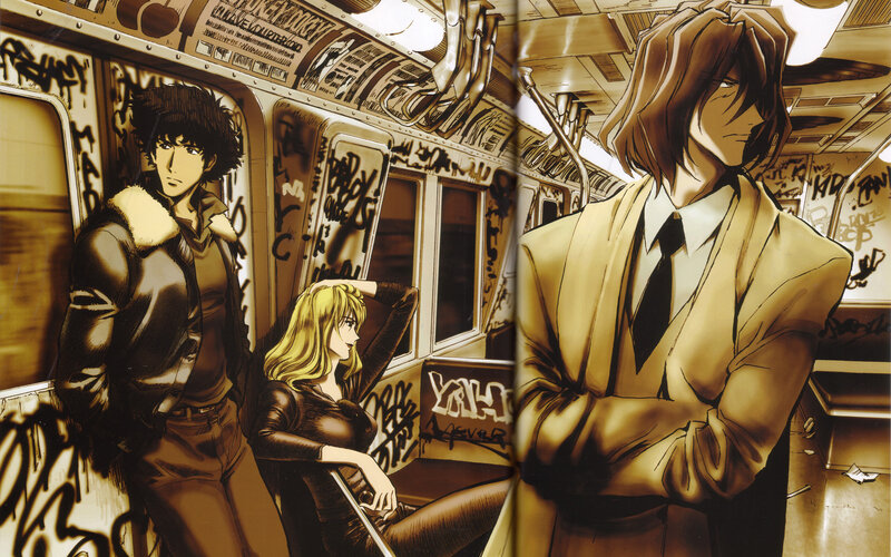 Characters on a subway train