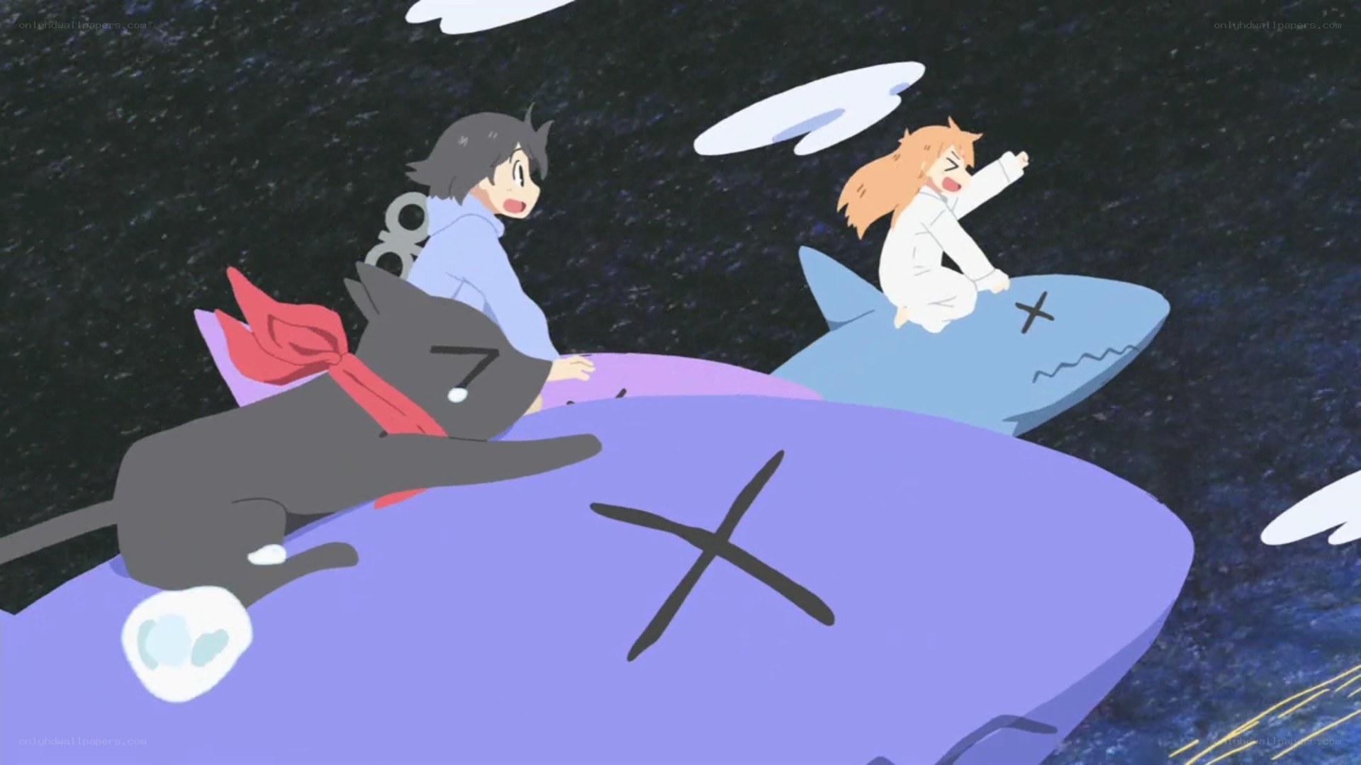 Characters on flying fish
