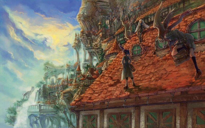 Characters on Rooftops — Blue