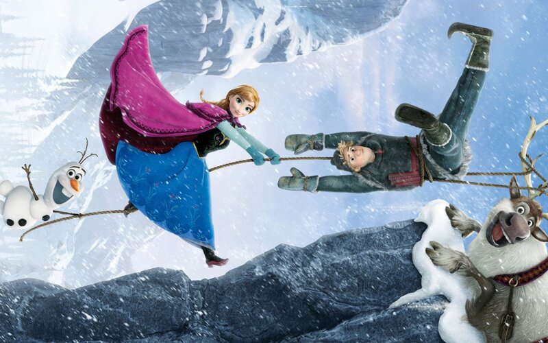 Characters on Rope in Snow