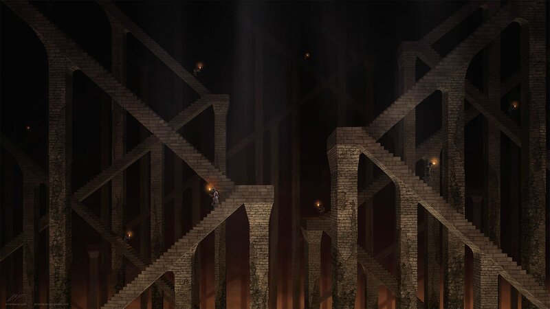 Characters on Stone Stairs