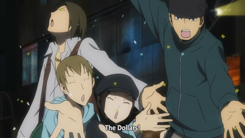 Characters reacting to falling money