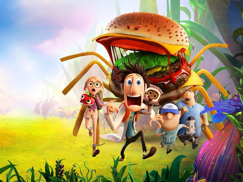 Characters Running from Burger Monster