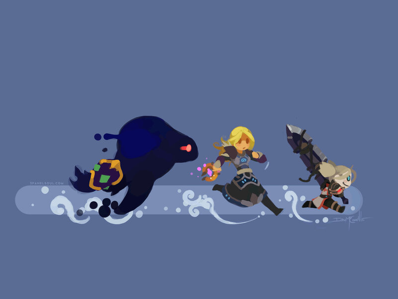 Characters Running in Water