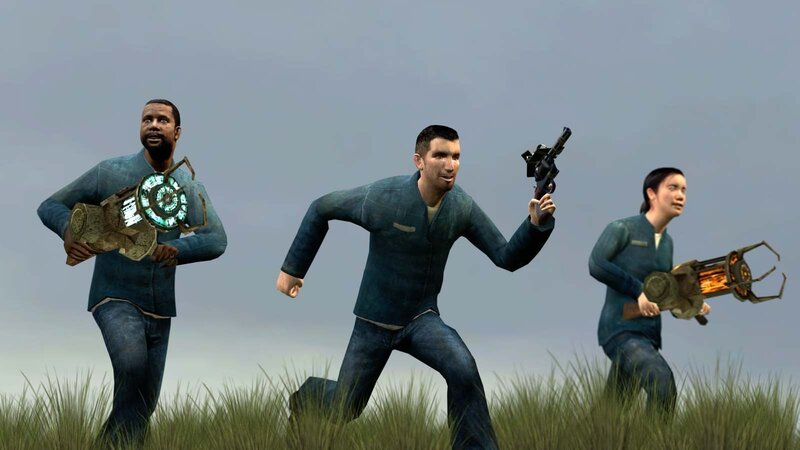 Characters running with weapons
